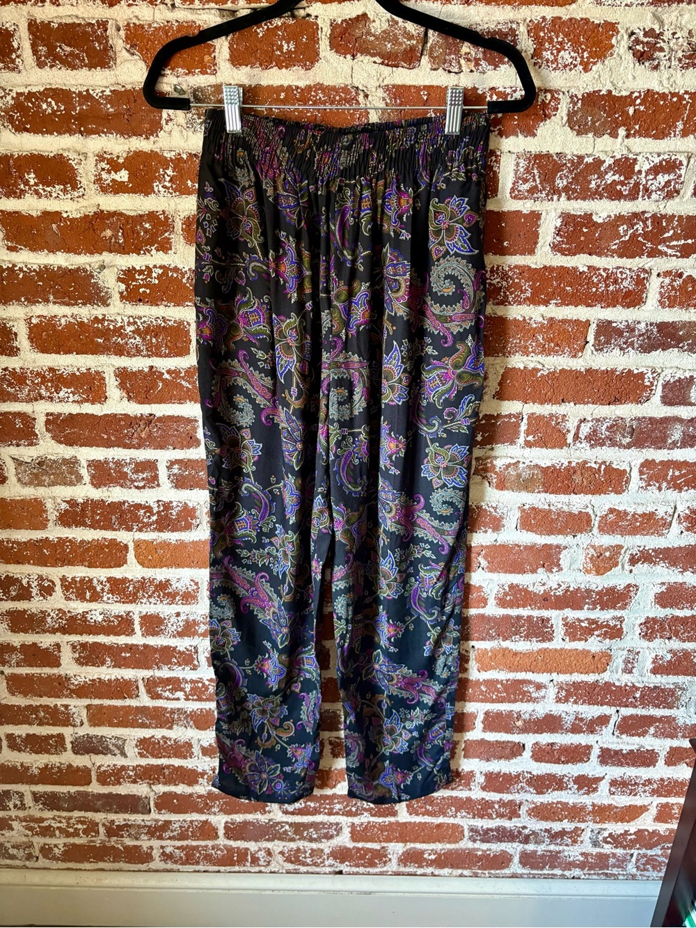 90s Vintage Meteor Black Paisley Printed Pants